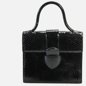 Alaia Womens Leonie 23cm Python Snakeskin Flap Crossbody Handbag Black